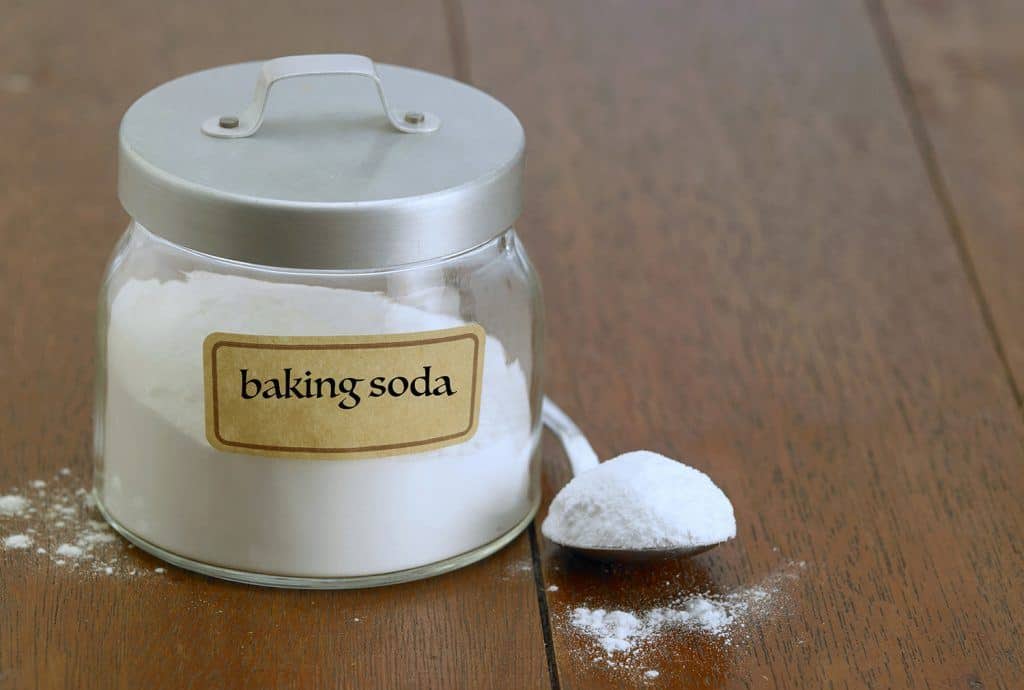 baking soda on the wooden table top