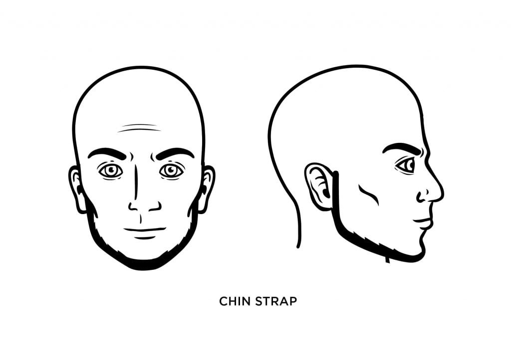 bald man with chin strap