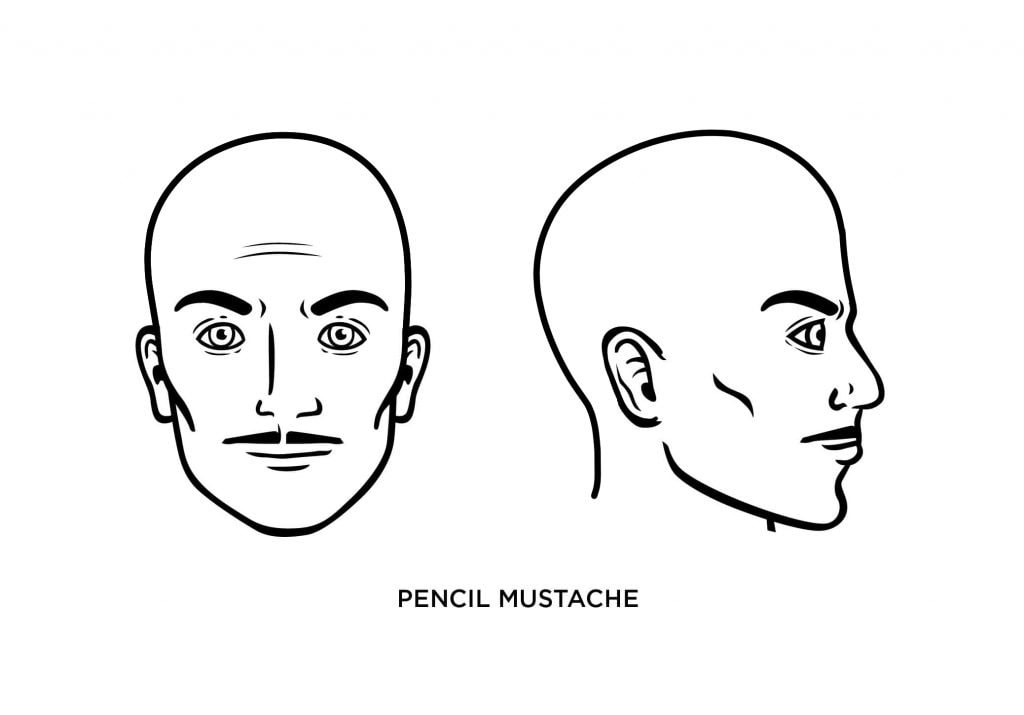bald man with pencil mustache